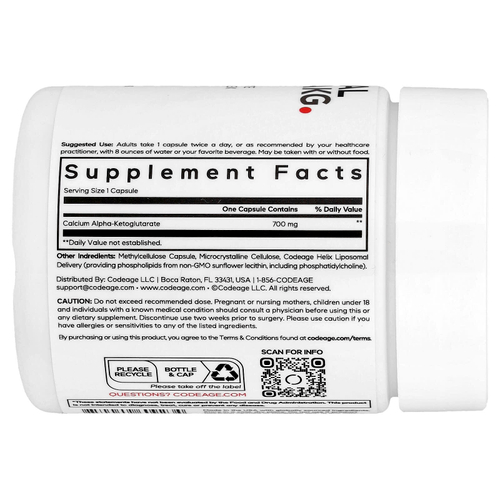 Codeage, Липосомальный кальций AKG, 700 мг, 60 растительных капсул
