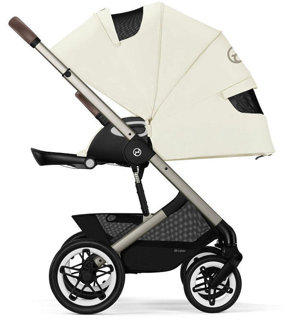 Коляска Cybex Talos S Lux TPE complete Aton B2 Bay Blue 3 в 1 Seashell Beige с дождевиками