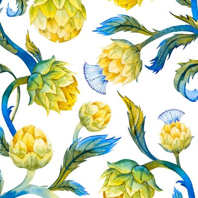 Орнамент артишок (белый фон)