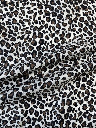 Шелк фактурный Dolce&Gabbana белый с черно-коричневым анималистичным принтом