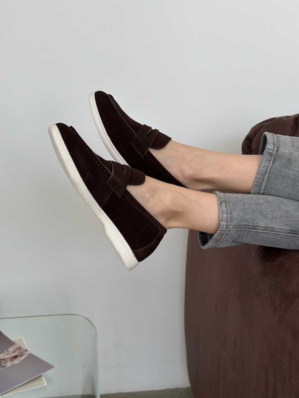 Лоферы из натуральной замши