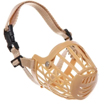 Намордник гуманный из гибкого пластика «Мой Бро», цвет светло - бежевый, №4 (лейбл)