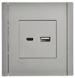 FORTE&PIANO Розетка USB A+C 18Вт FP551 сталь IEK