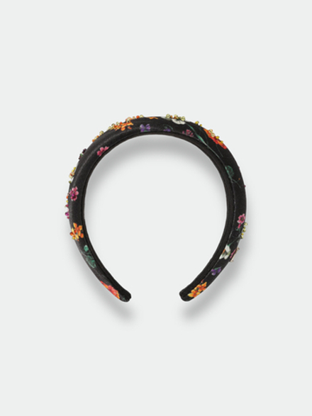 Ободок черный с цветочным принтом