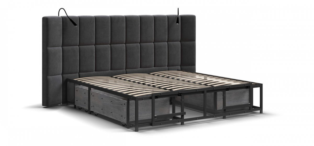 Кровать BOSS.XO 180х200 велюр Monolit Серый