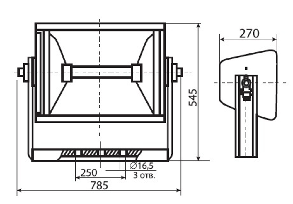Прожектор ИСУ02-5000-/К23 -01 (для КГ-лампу 5000Вт K27s/96-1) IP23 симметр. GALAD 00470