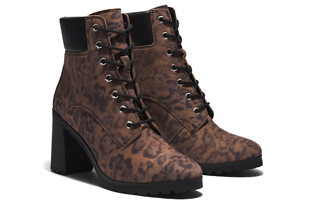 Timberland Allington Heeled 6 Mid Calf Boots Women"s Brown Leopard Print