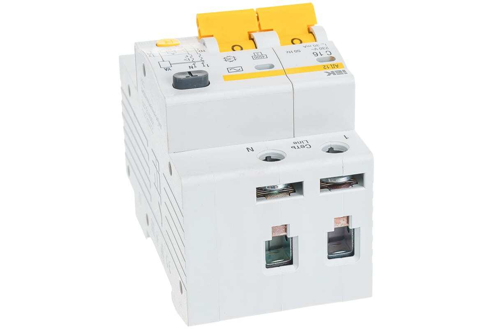 Дифференциальный автоматический выключатель АД12 2Р 16А 30мА IEK