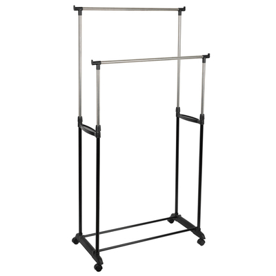 Вешалка напольная 2 перекладины на колесах 78*42*93*168см CR465
