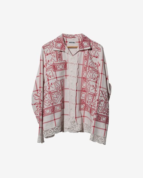 Рубашка Soeurs с Ярко-Красной Вышивкой белая