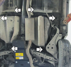 Усиленная защита Motodor Топл. бака. 3 мм, Сталь. для Nissan X-Trail 2007-2010, Nissan X-Trail 2015-2022, Nissan X-Trail 2010-2015 арт.11414