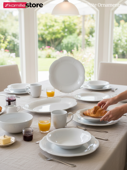 Тарелка глубокая 22,5х4 см. фарфор "White Ornaments"