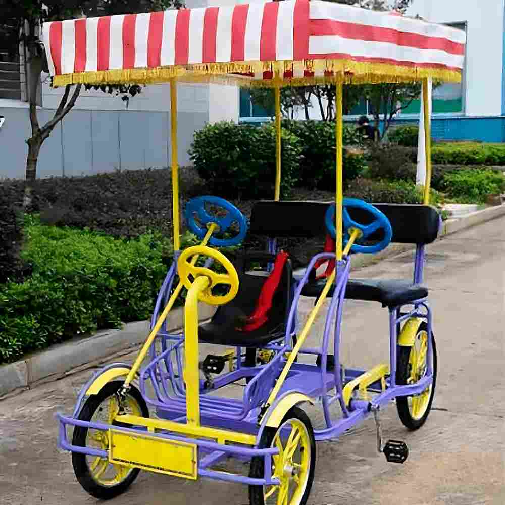 Семейный велосипед, трехместный, фиолетовый