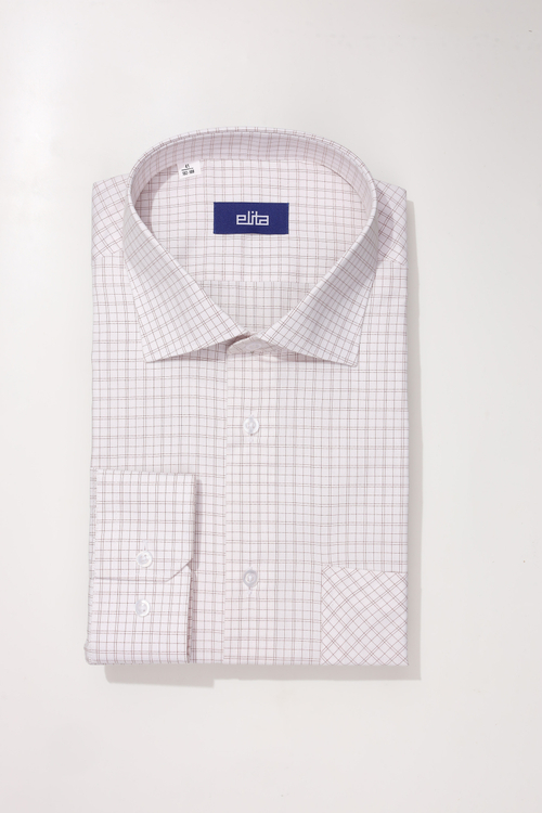 Сорочка мужская ELITA длинный рукав, цвет белый, клетка, хлопок, пэ 59011 02