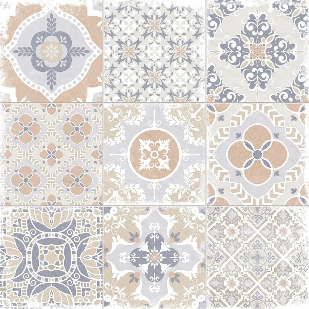 Керамогранит Alma Ceramica GFU04CTR14R Country 60x60 бежевый / голубой сахарный с орнаментом