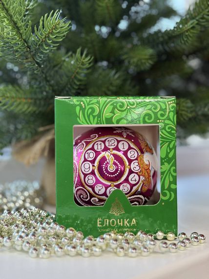 Стеклянный шар Снежная Лошадка 95 мм., розовый, стекло, Ёлочка (С475/2)