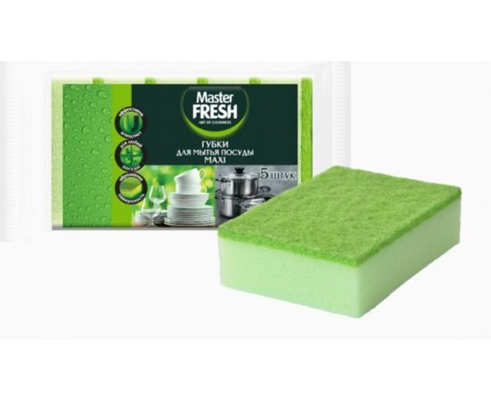 Губка для мытья посуды Maxi 95*65*27мм 5шт