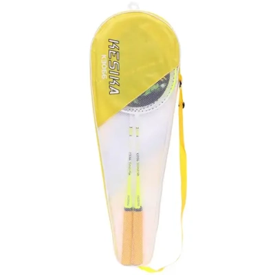 Бадминтон в наборе K-3066, 3 предмета: 2 металлические ракетки 65 см, чехол (цвет: жёлтый)