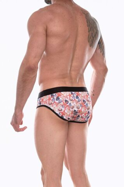 Мужские трусы-брифы с разноцветным принтом в виде ракушек (Размер: L) (Цвет: белый)