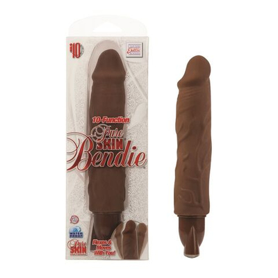 Реалистичный вибромассажер с хребтом и 10 функциями вибрации - 18 см. (Цвет: коричневый)