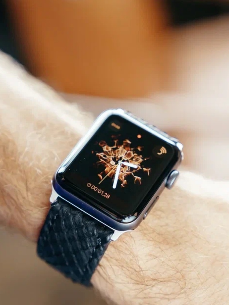 Ремешок Apple Watch,38мм, питон настойщий, черный