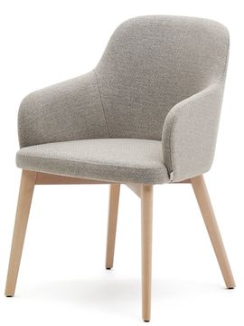 Стул Nelida из коричневой синели с ножками в натуральной отделке