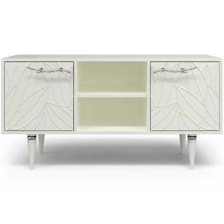 Тумба под ТВ Арт Колор leaves 117см Классик Сильвер Белый опал
