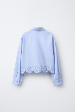 ZARA РУБАШКА SCHIFFLY С НИЖНИМ КРАЕМ, СИНИЙ