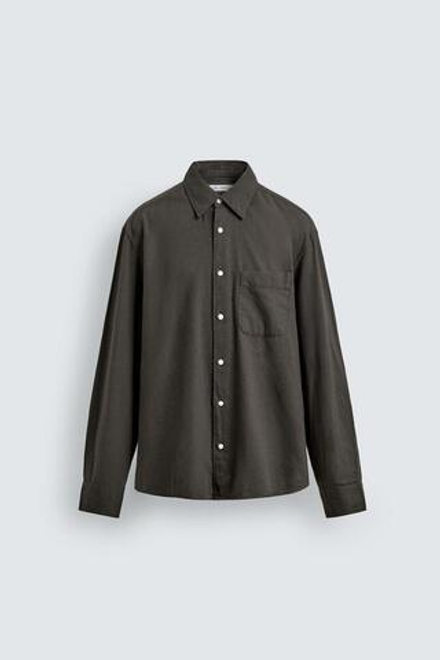 ZARA РУБАШКА С ФЛАНЕЛЕВОЙ ОТДЕЛКОЙ, СЕРОВАТО-КОРИЧНЕВЫЙ