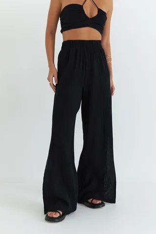 Брюки с разрезами из муслина черного цвета