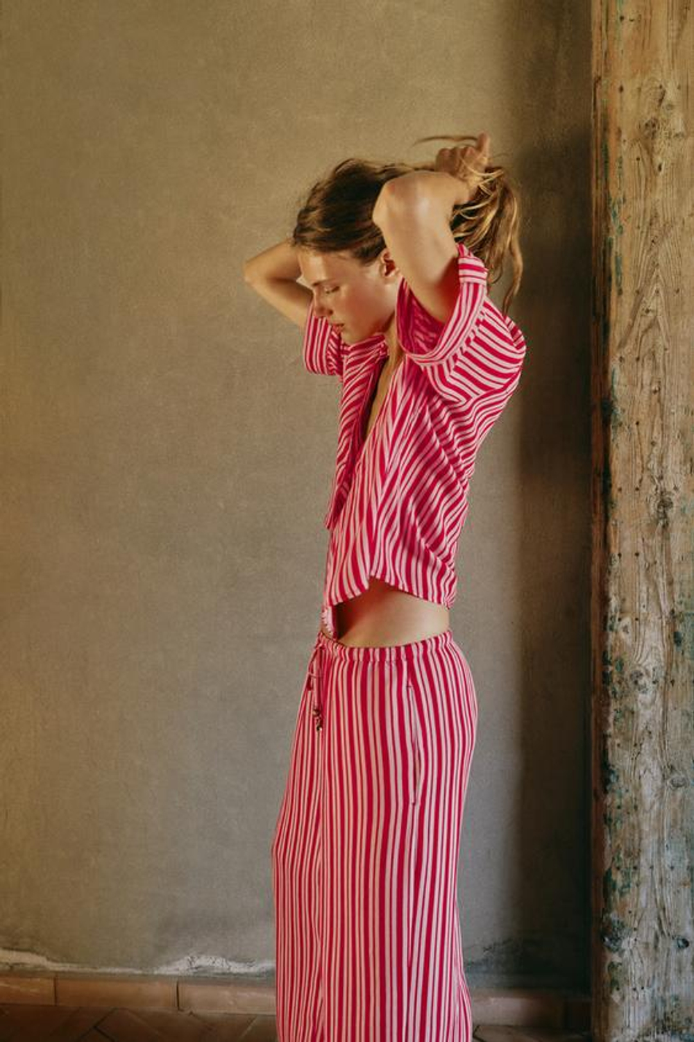 ZARA ШИРОКИЕ БРЮКИ В ПОЛОСКУ, РАЗНОЦВЕТНЫЙ
