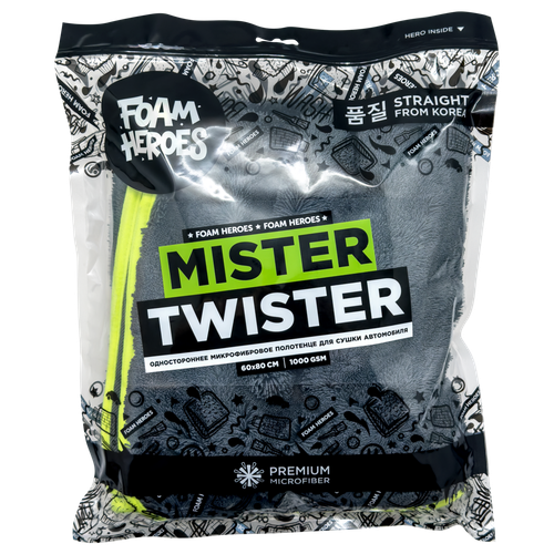 Foam Heroes Mr. Twister одностороннее микрофибровое полотенце для сушки автомобиля 60х80см, 1000г/м2