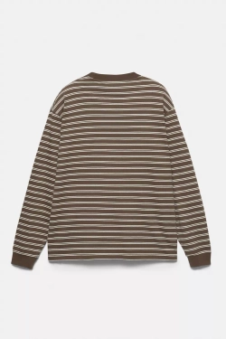 PULL&BEAR Футболка в полоску с длинным рукавом Ford, коричневый