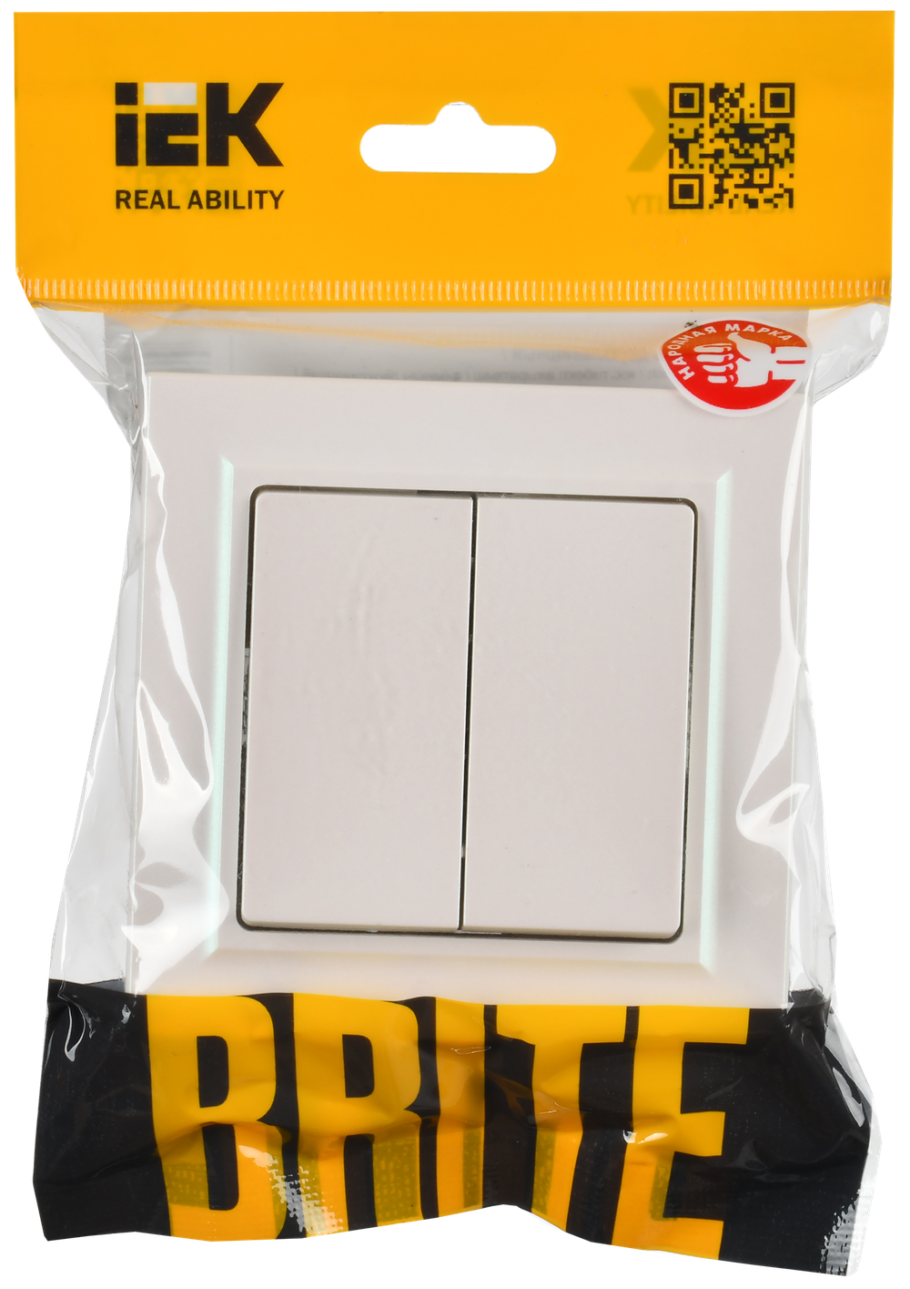 BRITE Выключатель 2-клавишный 10А в сборе ВСР10-2-0-БрЖ жемчуг IEK