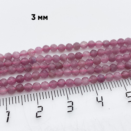 Турмалин граненый бусины, диаметр 3-3,2 мм, цена за отрезок 19 см (1/2 нити)