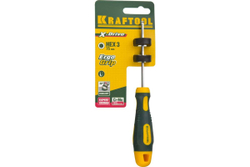 Отвертка KRAFTOOL Cr-Mo-V сталь, двухкомпонентная противоскользящая рукоятка, HEX, №3x75мм 250075-3-075