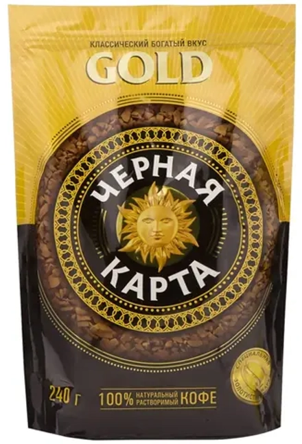Кофе Черная карта Голд 240гр пакет крист.