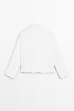 Massimo Dutti Льняная блузка с запахом, белый