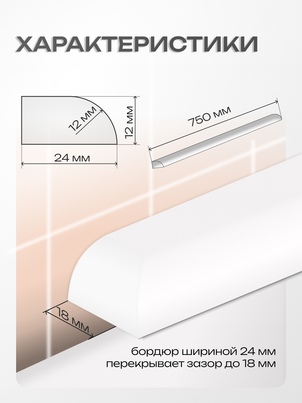 Бордюр акриловый Серия R12 -24*750 Левый