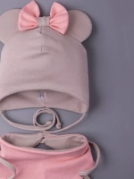 Шапка для девочек с ушками и снуд на осень