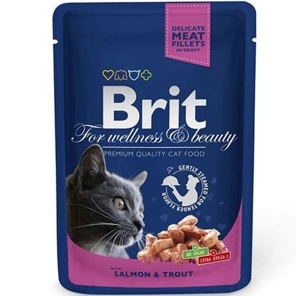 Brit Premium лосось и форель пауч д/кошек 100гр