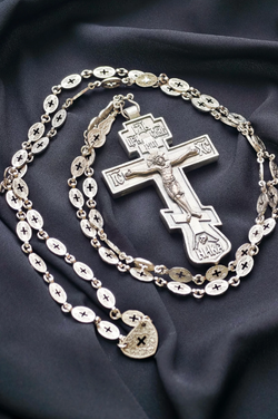 Крест иерейский “Николаевский” с распятием XII век (серебрение с новой цепью)