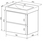 Тумба Мила80 (810*670*475)подвесн. с раковиной Monte tx 80  82124