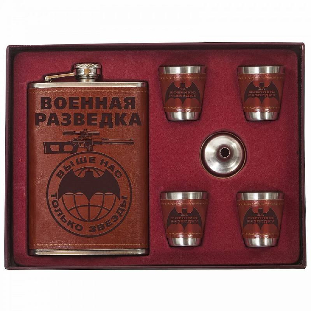 Набор подарочный Фляга и стопки Военная разведка