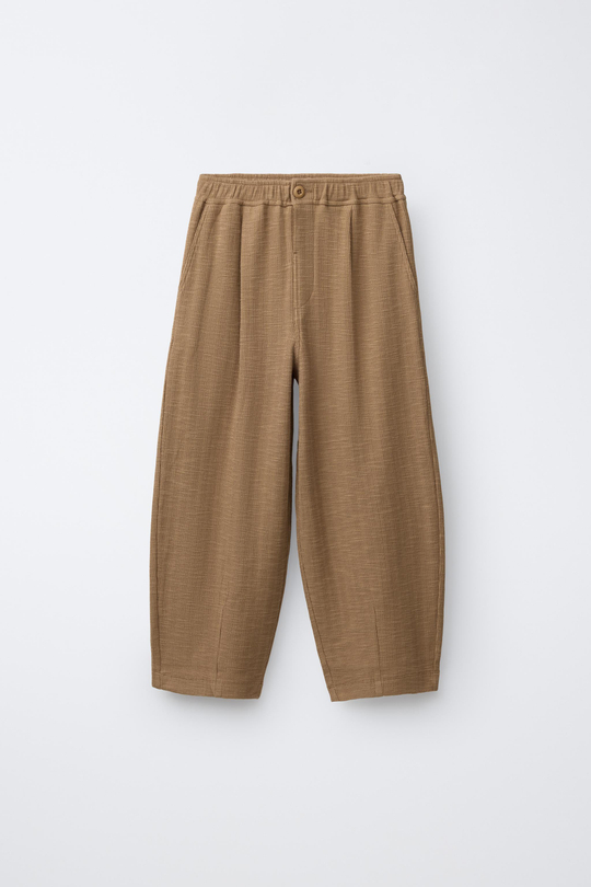 ZARA БРЮКИ ИЗ РЕЛЬЕФНОЙ ТКАНИ, КАРАМЕЛЬНЫЙ