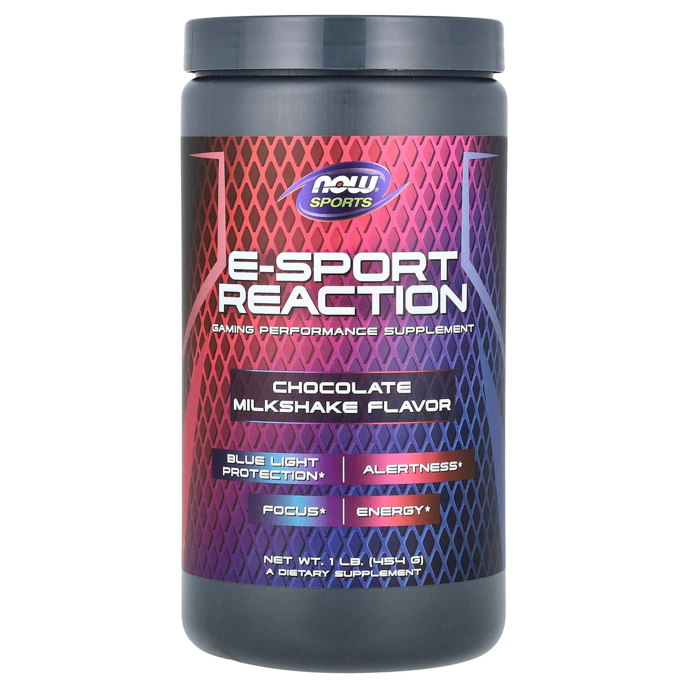 NOW Foods, Sports, E-Sport Reaction, шоколадный молочный коктейль, 454 г (1 фунт)