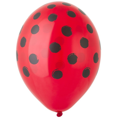 Шар 14" Ассорти Горошек арт черный Belbal 10 шт