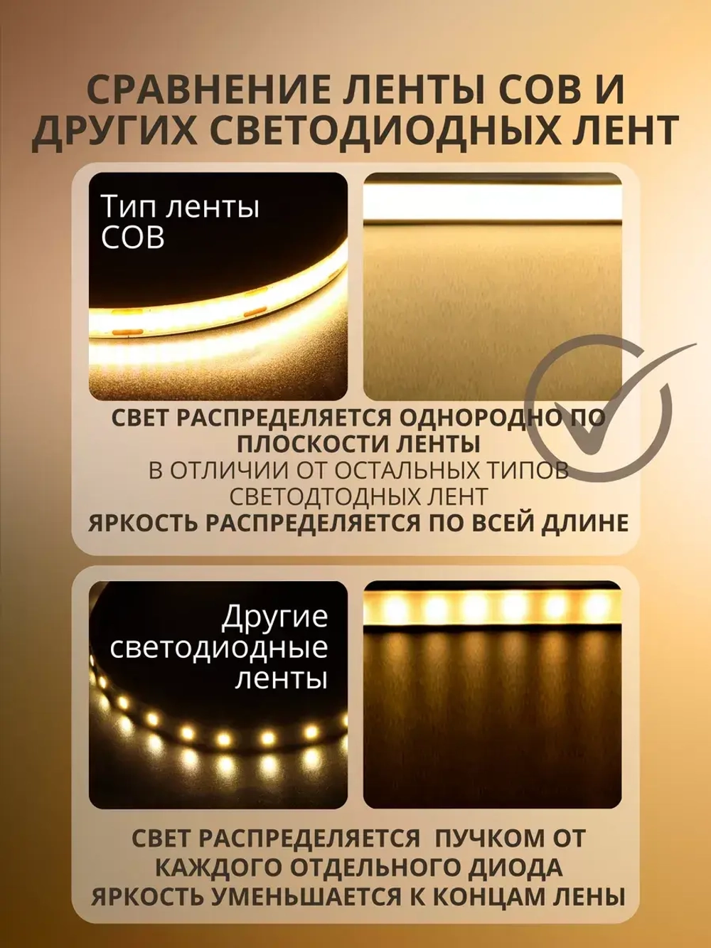 Светодиодная лента COB 5м подсветка для кухни и интерьера