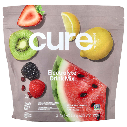 Cure Hydration, смесь для приготовления электролитического напитка, классический ассорти вкусов, 28 пакетиков, 216 г (7,6 унции)