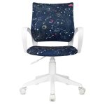 Кресло детское Helmi HL-K95 R (W695) "Airy", спинка сетка/сиденье ткань с рисунком зодиак т.синий, пиастра, пластик белый